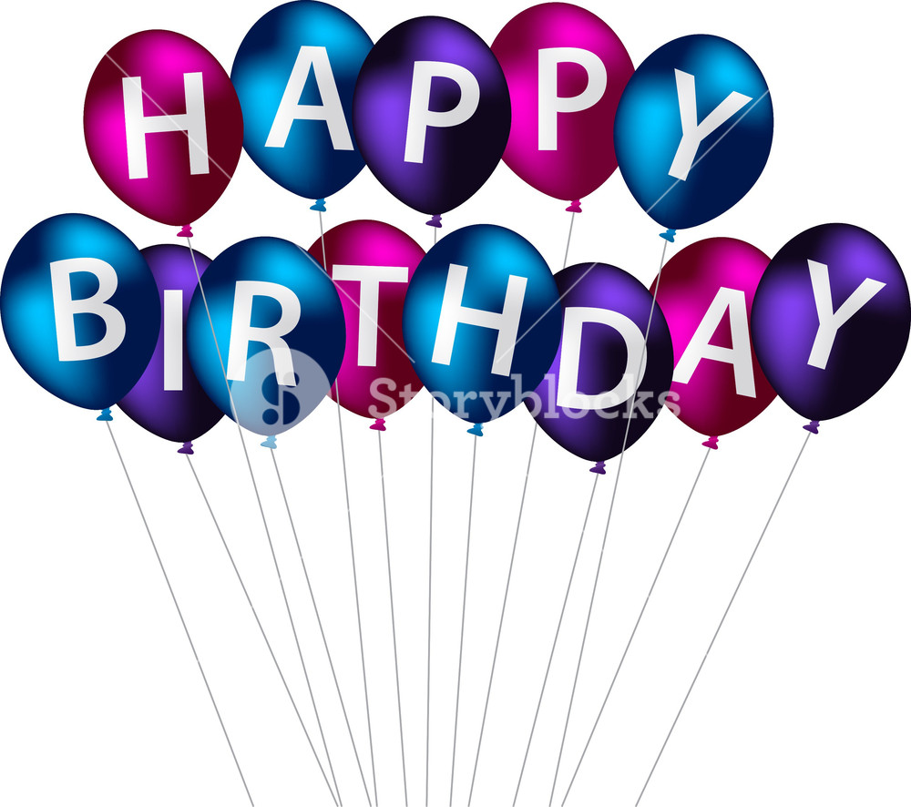1000x886 Multi Coloured Bright Balloon Bunch Happy Birthday Card In Vector