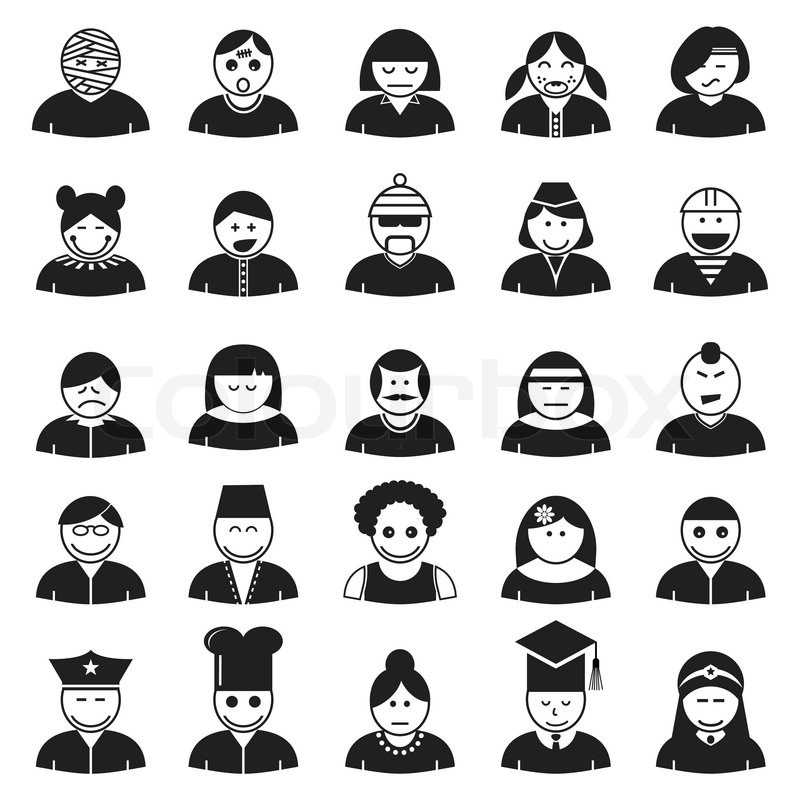 800x800 People Face Avatar Icons Set, Vector Format Stock Vector Colourbox