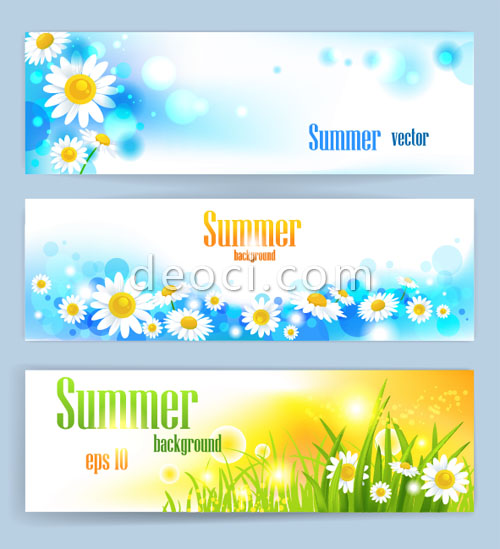 500x549 3 Summer Fresh Flowers And Colorful Banner Vector X Banner Design