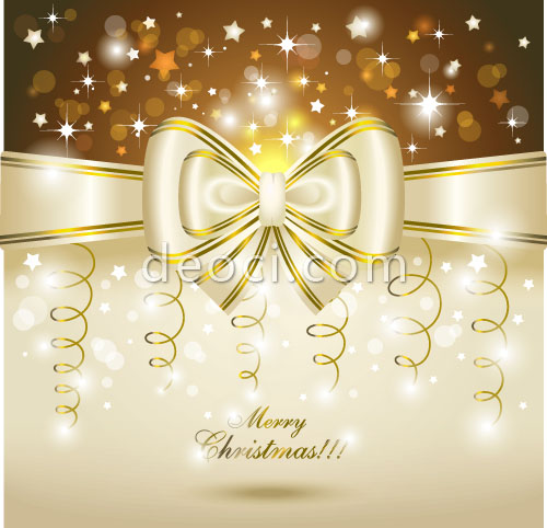 500x482 Vector Christmas Golden Ribbon Bow Cover Background Design