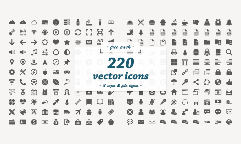 800x480 Free Download 220 Flat Vector Icons