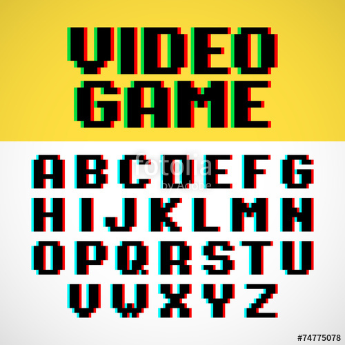 500x500 Video Game Pixel Font With Distortion Stock Image And Royalty