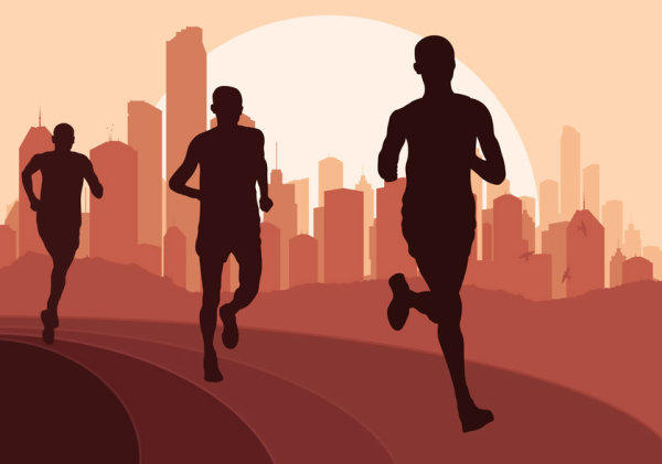 600x421 Set Of Running Silhouettes Vector 04 Free Download