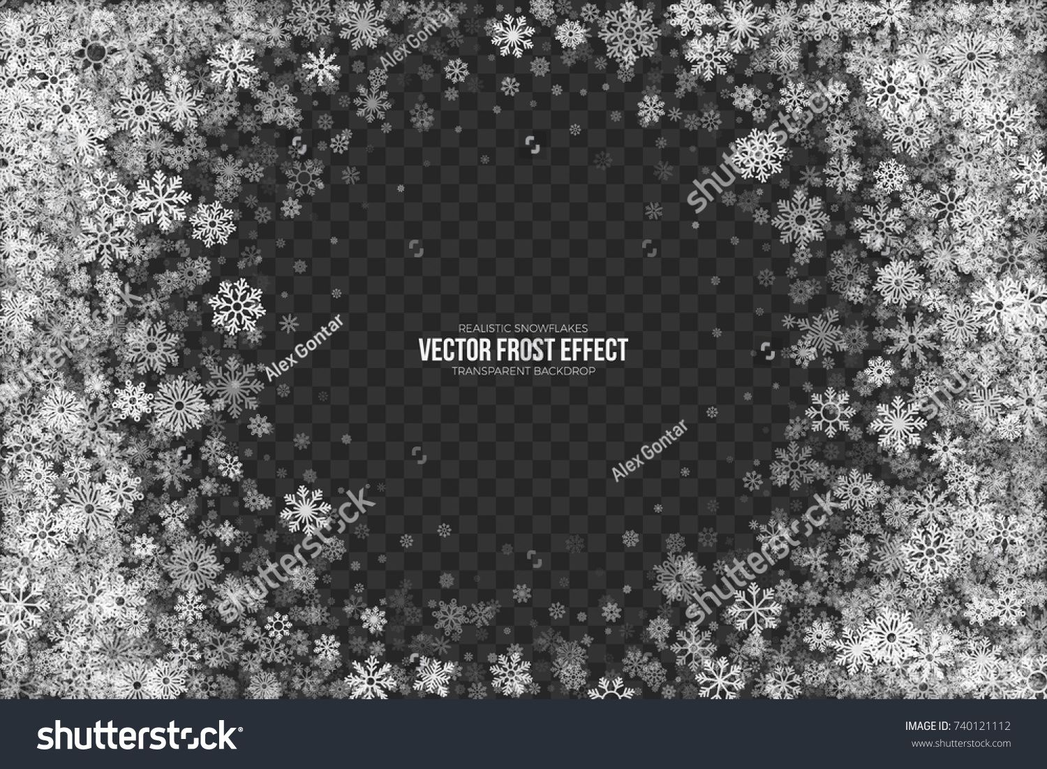 1500x1101 Snow Vector Frost Effect With Realistic White Winter Snowflakes