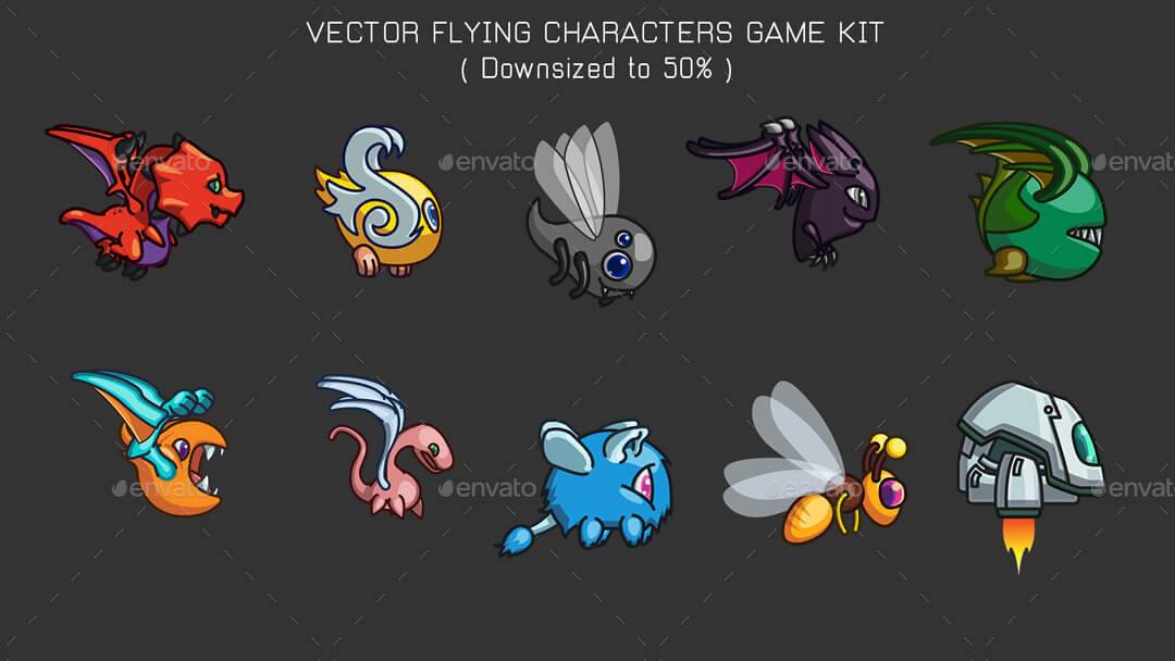 1080x608 Vector Game Characters Sprites Bundle