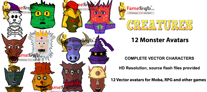 720x320 Monster Avatars 2d Vector Art
