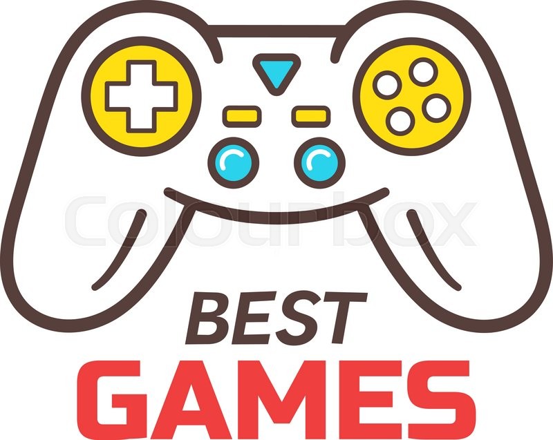 800x637 Games Store Logo Template. Video Game Controller Outline Icon