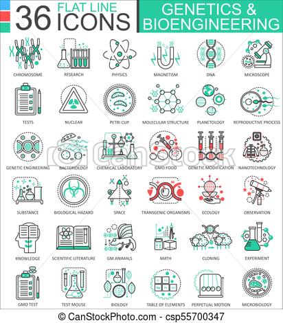412x470 Vector Genetics And Biochemistry Flat Line Outline Icons For Apps