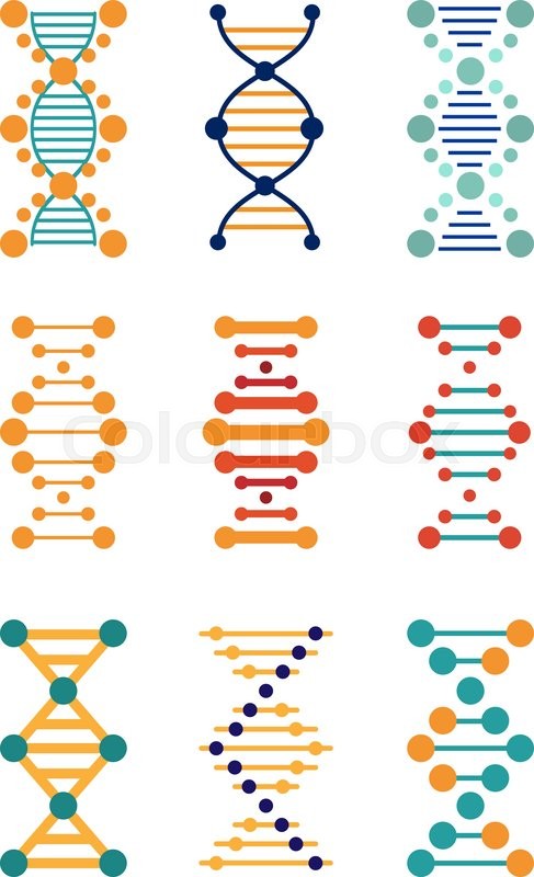 487x800 Dna, Genetics Vector Icons Set Flat Style Stock Vector Colourbox