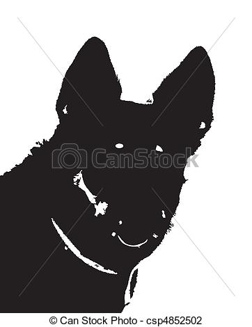 362x470 German Shepherd . Big Dog Fullface, Isolated Silhouette.