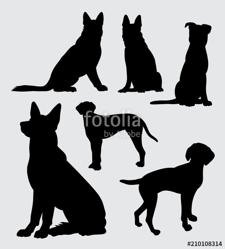 453x500 German Shepherd And Dalmatian Dog Silhouette. Stock Image And