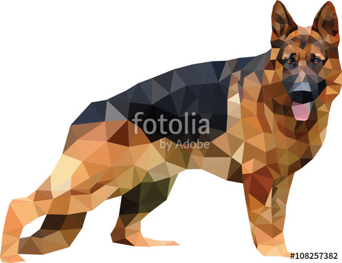 500x385 German Shepherd Dog Lowpoly Polygon Vector Stock Image And