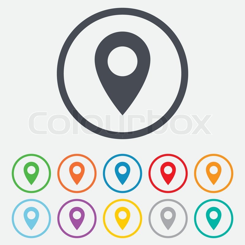 800x800 Map Pointer Icon. Gps Location Symbol. Round Circle Buttons With