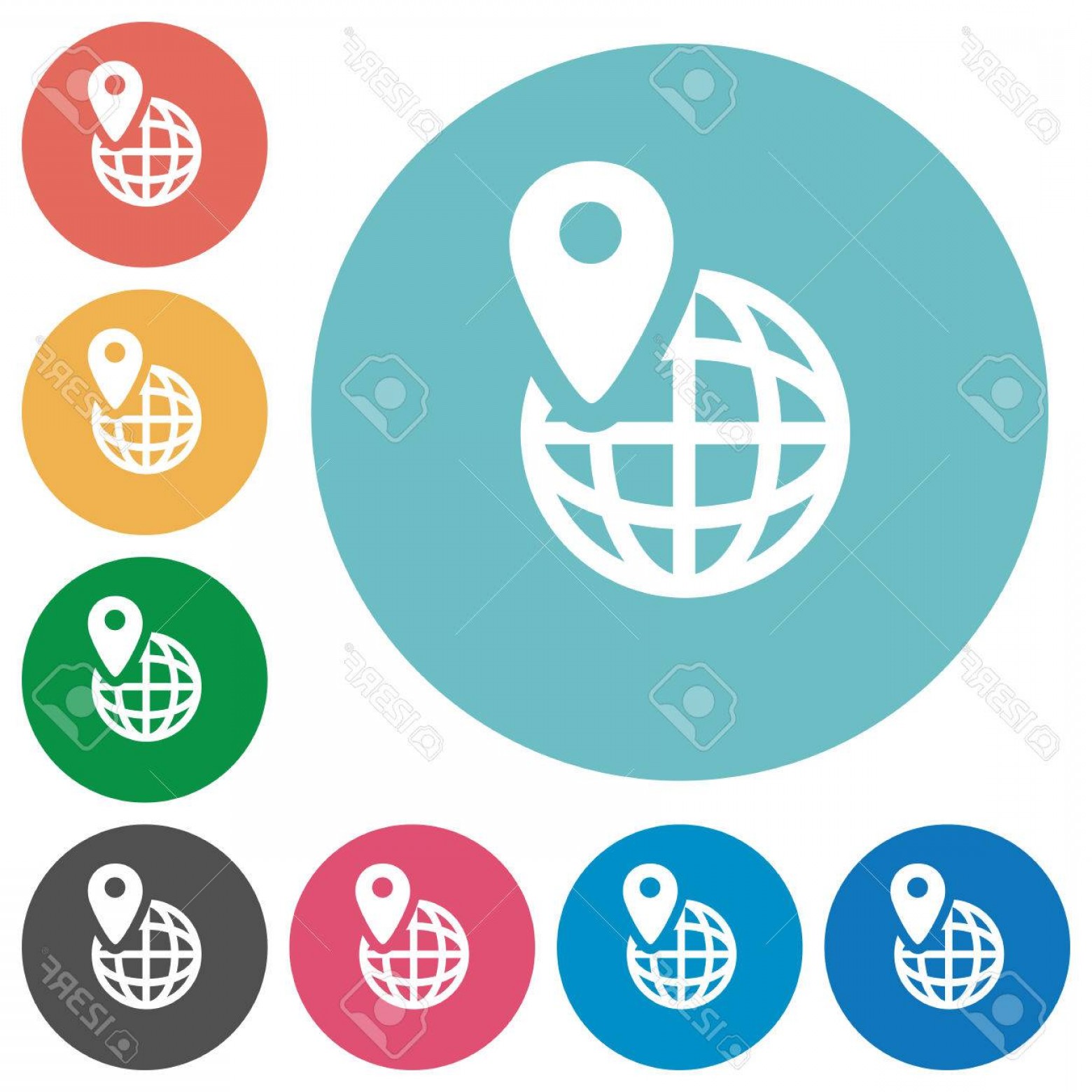 1560x1560 Photostock Vector Gps Location White Flat Icons On Color Rounded