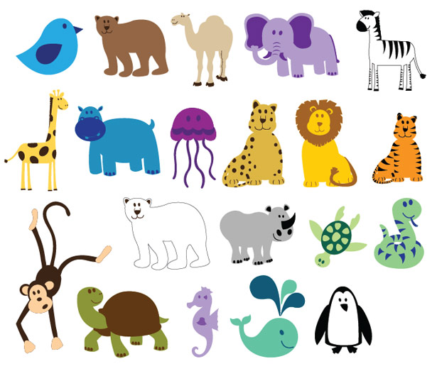 615x530 Free Vector Art Happy, Cute, And Colorful Animals Perfect For