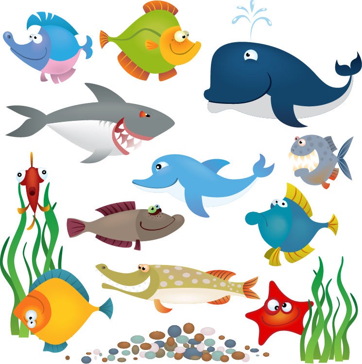 745x750 Sea Animals Vector Set Free Vector Graphics All Free Web