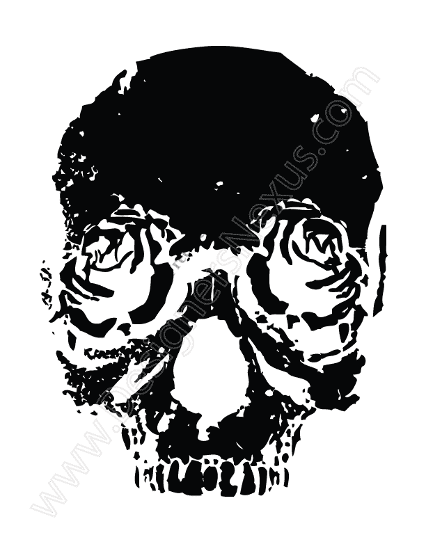 612x792 V13 Free Vector Graphic Rose Skull Clip Art
