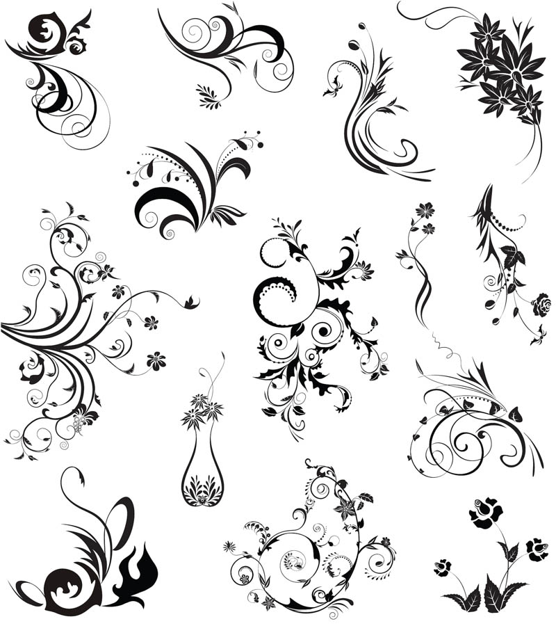 800x900 Black Floral Ornaments Vector Vector Graphics Blog