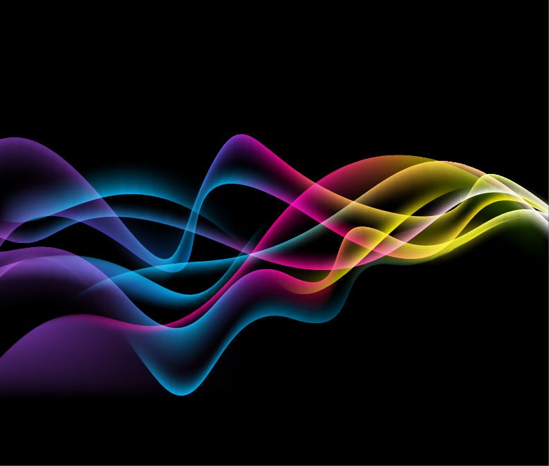 794x675 Colorful Abstract Waves On Black Background Vector Graphic Free