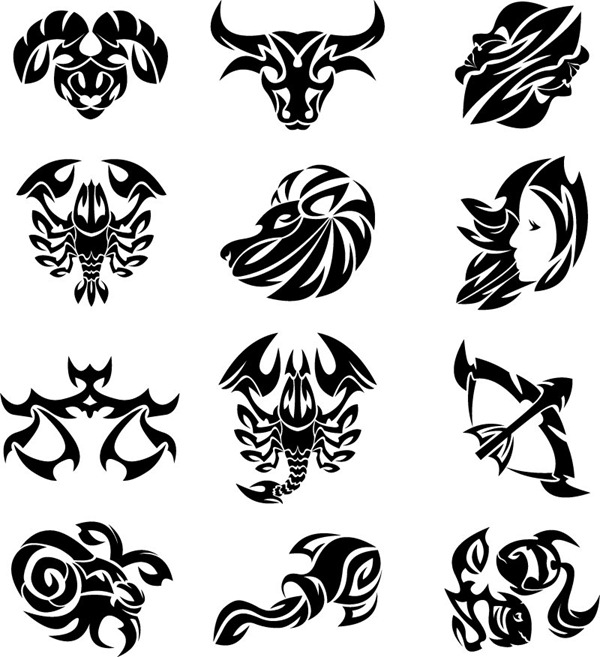 600x657 Black 12 Zodiac Icon Vector Graphics My Free Photoshop World