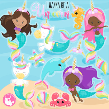 350x350 Sale Unicorn Mermaid Clipart Commercial Use, Vector Graphics