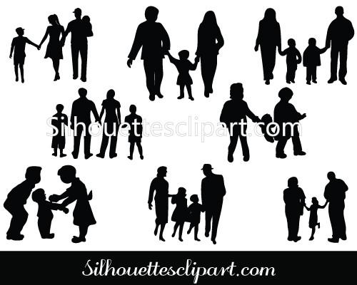 500x400 Family Silhouette Vector Graphics Download Family Vectors