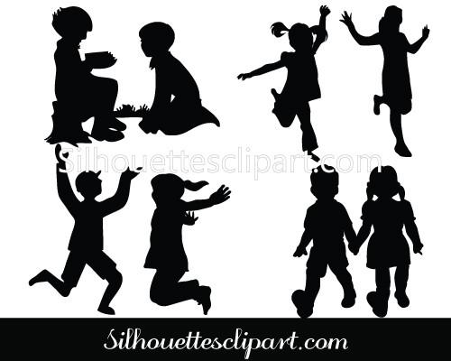 500x400 Children Silhouette Vector Graphics Download Silhouettes Vector