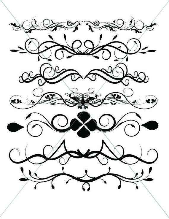 570x738 Flourish Svg Divider Lines Scalable Vector Graphics Etsy