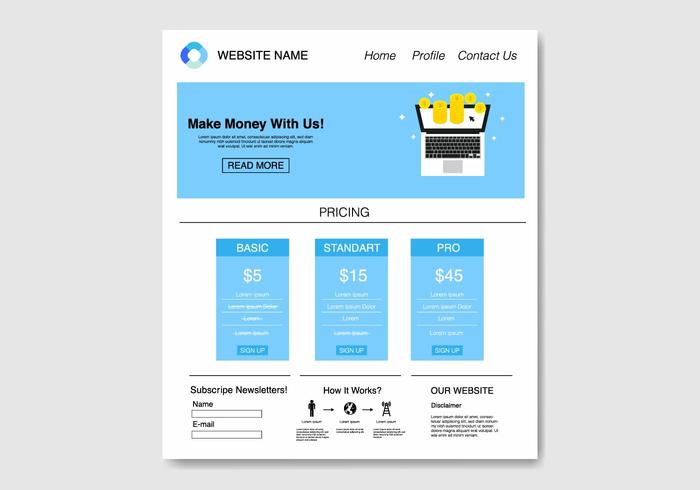 700x490 Free Blue Flat Template Website Vector
