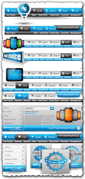 288x600 Web Headers Vector Elements