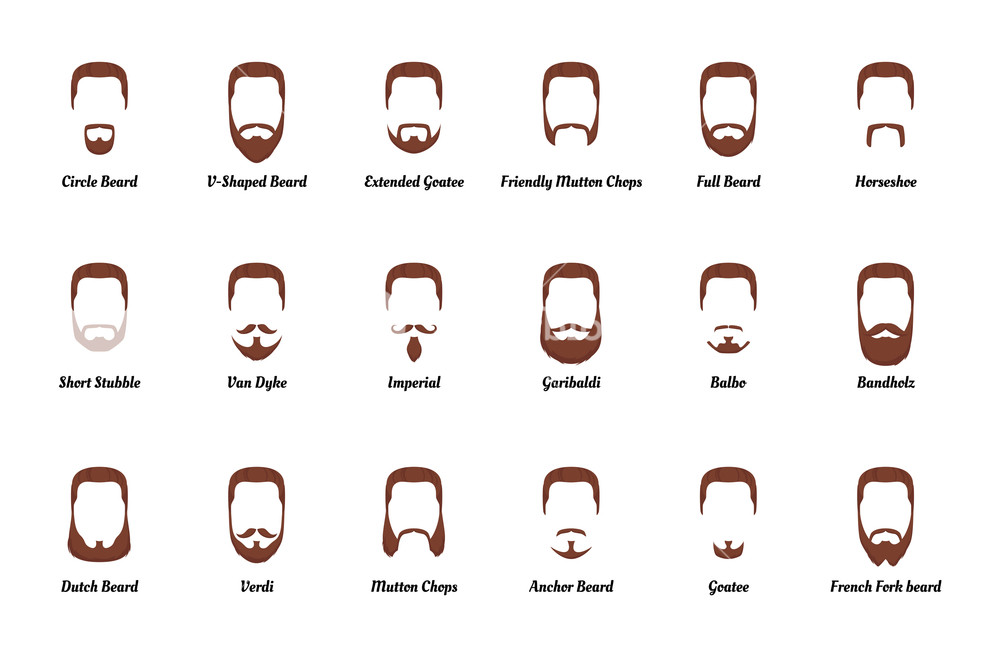 1000x658 Vector Cartoon Style Set Of Man Different Fashion Beards And