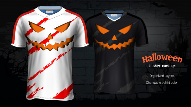 626x352 Halloween Costume T Shirts Mockup Template Vector Premium Download