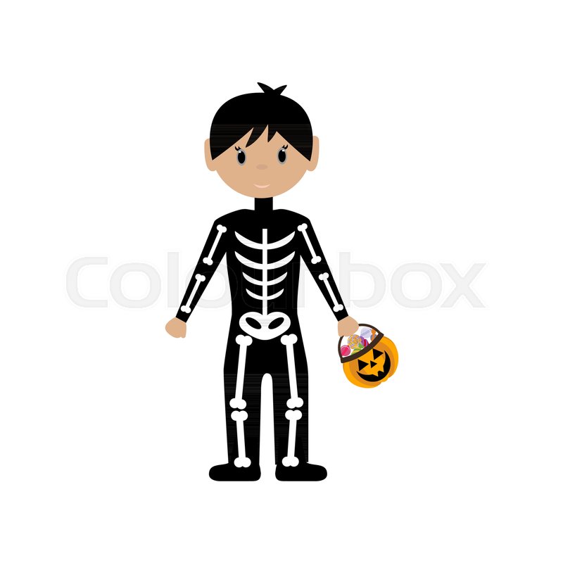 800x800 Skeleton Halloween Costume On The White Background. Vector