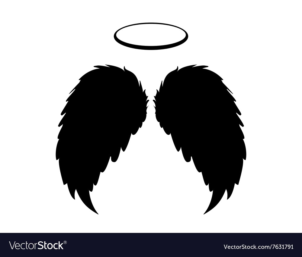 1000x853 Silhouette Black Angel Wings Feathers And Halo Vector 7631791 10