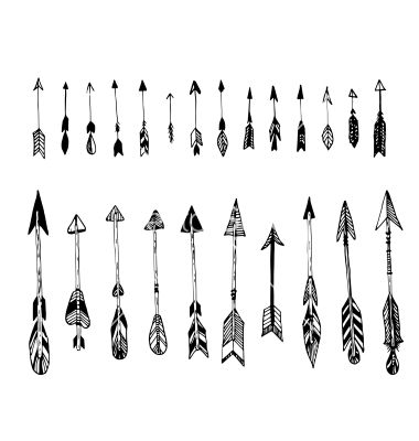 380x400 Set Of Hand Drawn Arrows Ethnic Arrow Vector Art