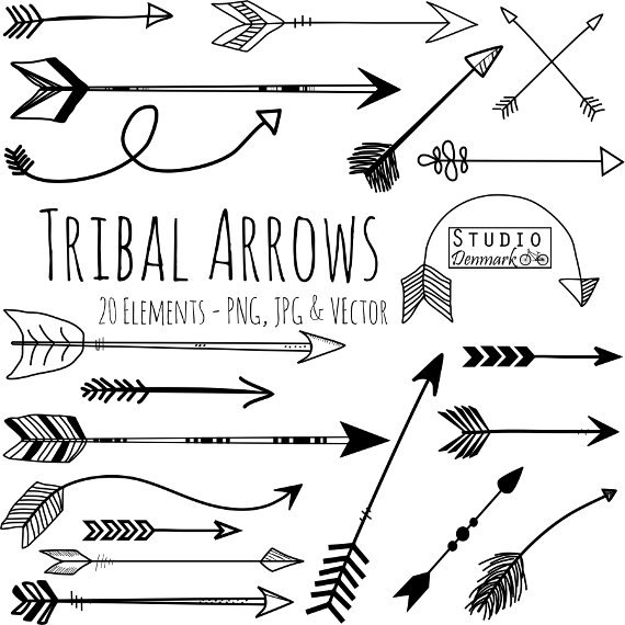 570x570 Tribal Arrow Clipart And Vectors Hand Drawn Arrow Clip Art Etsy
