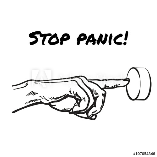 500x500 Hand Pointing On Button. Symbol Stop Panic. Symbol Stop Excitement
