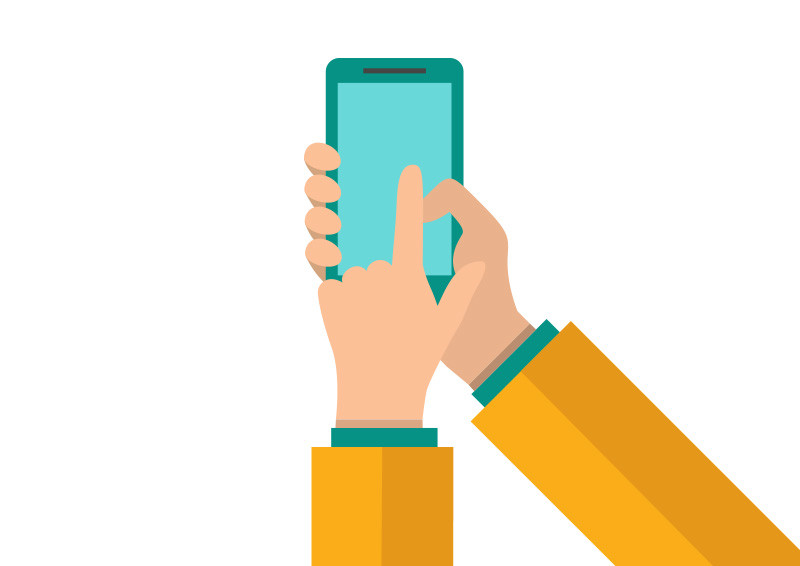 800x566 Hands Holding And Pointing On Smartphone Flat Vector