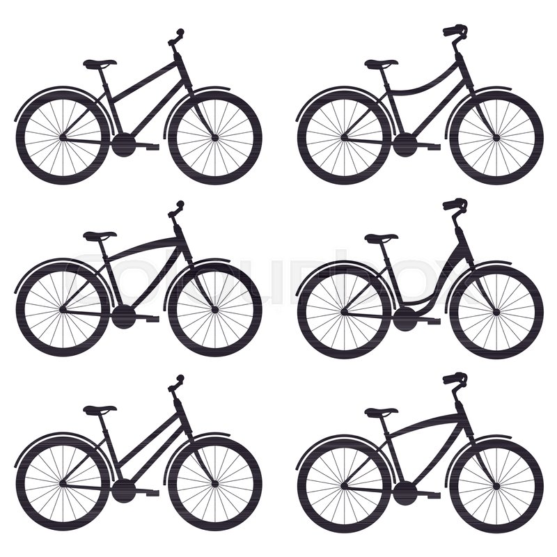 800x800 Simple Bicycles Silhouettes With Different Frames And Handlebars