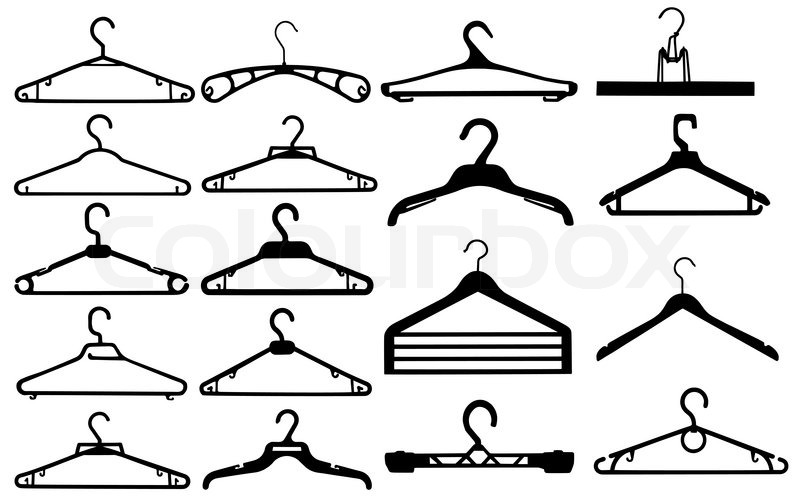 800x501 Clothes Hanger Silhouette Collection Vector Illustration Stock