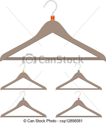 407x470 A Set Of Hangers With Size Clothing. Vector Illustration.