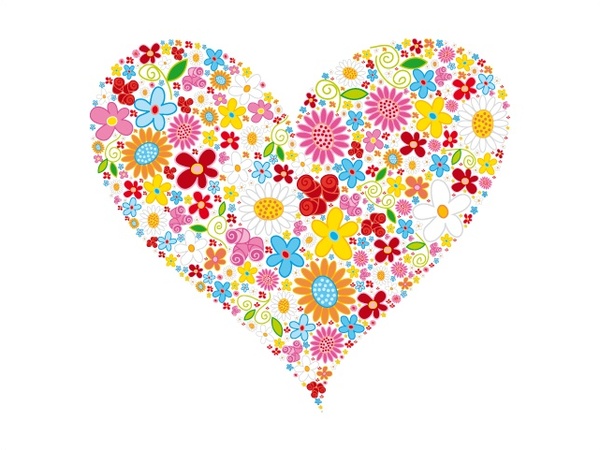 600x450 Heart Shape Vector Illustration With Flowers Design Free Vector In