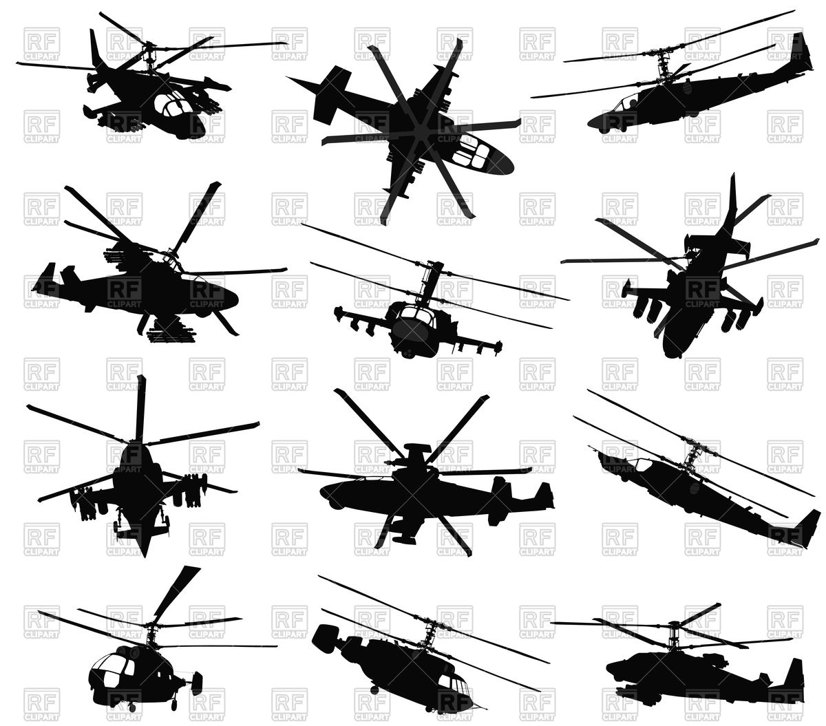 1200x1055 Military Helicopter Silhouettes Set Vector Image Vector Artwork