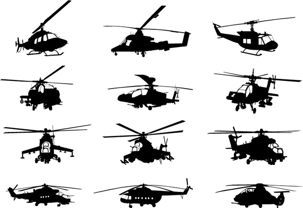 600x411 Creative Military Helicopter Silhouette Vector Free Vector In
