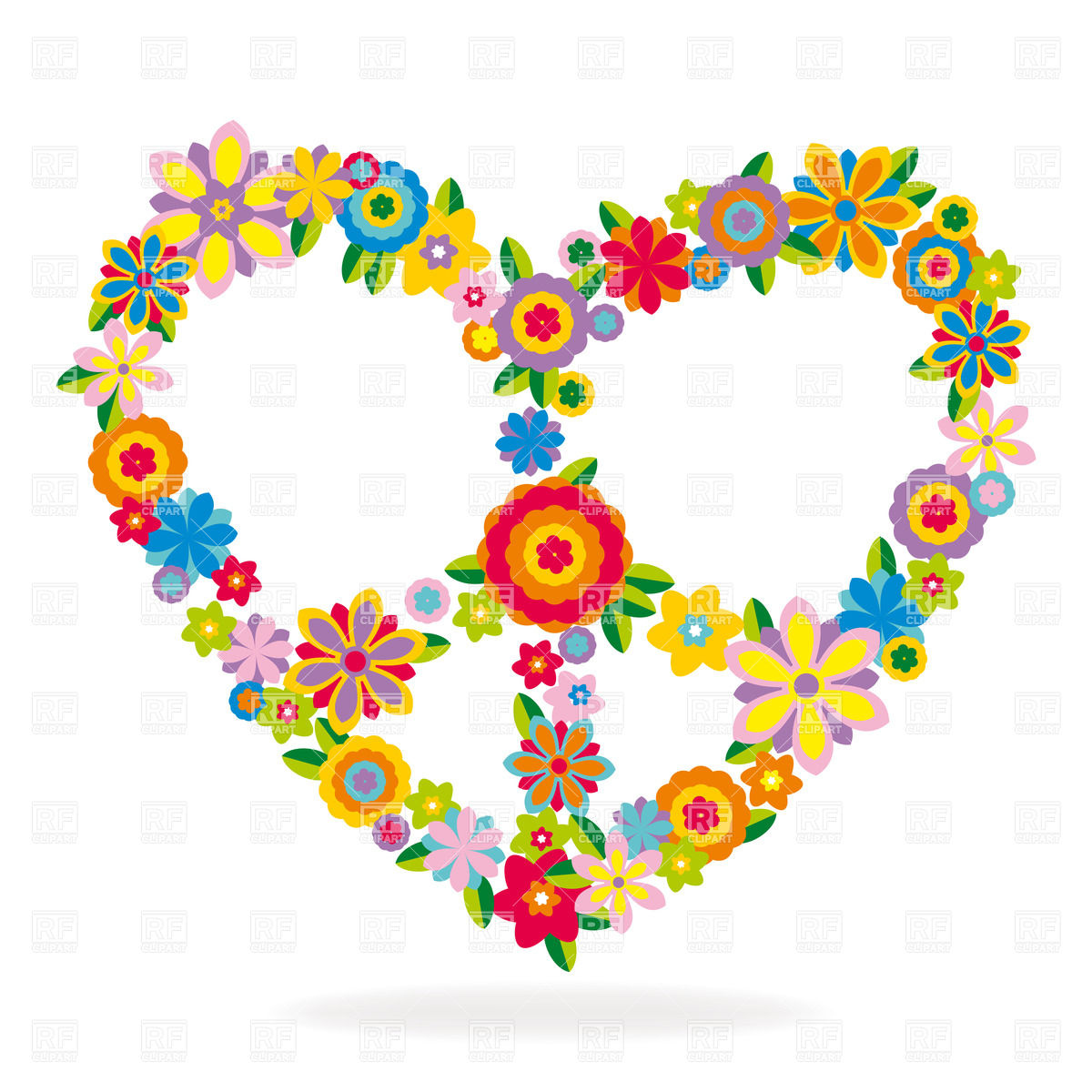 1200x1200 Heart Shaped Peace Symbol Made Of Flowers Vector Image Vector