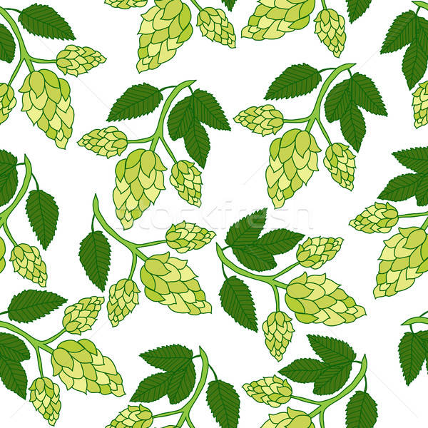 600x600 Hops Plant Seamless Pattern, Hand Drawing Style. Hops Background