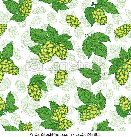 450x470 Vector Hops Pattern. Seamless Texture With Detailed Sketch Beer