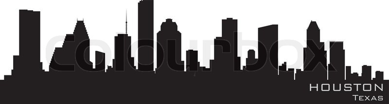 800x214 Houston, Texas Skyline Detailed Vector Silhouette Stock Vector