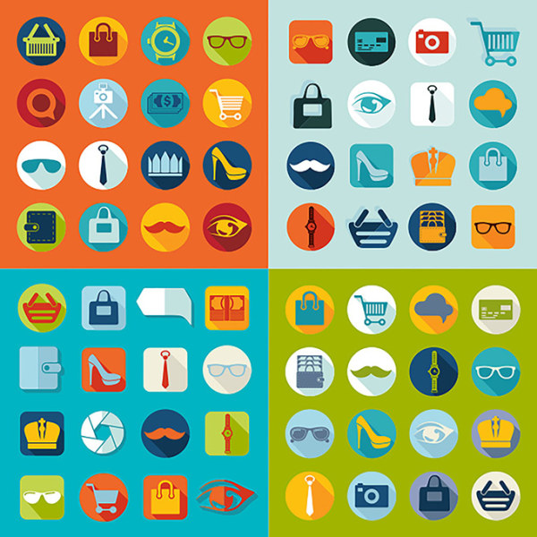 600x600 Flat Supermarket Shopping Icons Vectors Free Download