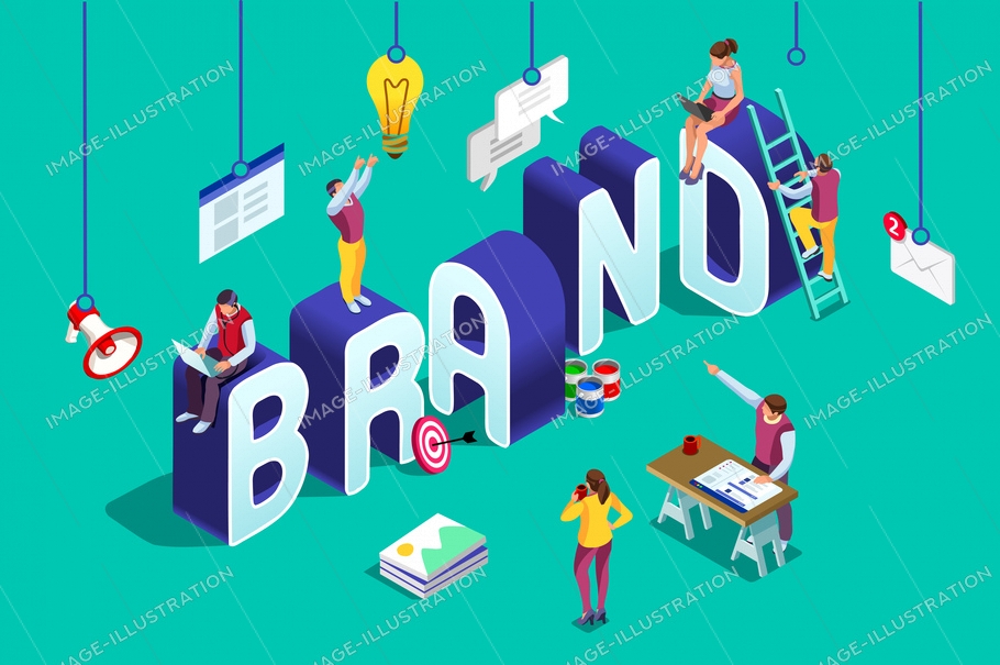 910x605 Brand Vector Text Isometric Logo